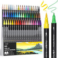 JusArt 60 Colors Dual Tip Acrylic Paint Pens – Black Barrel, Brush & Fine Tip