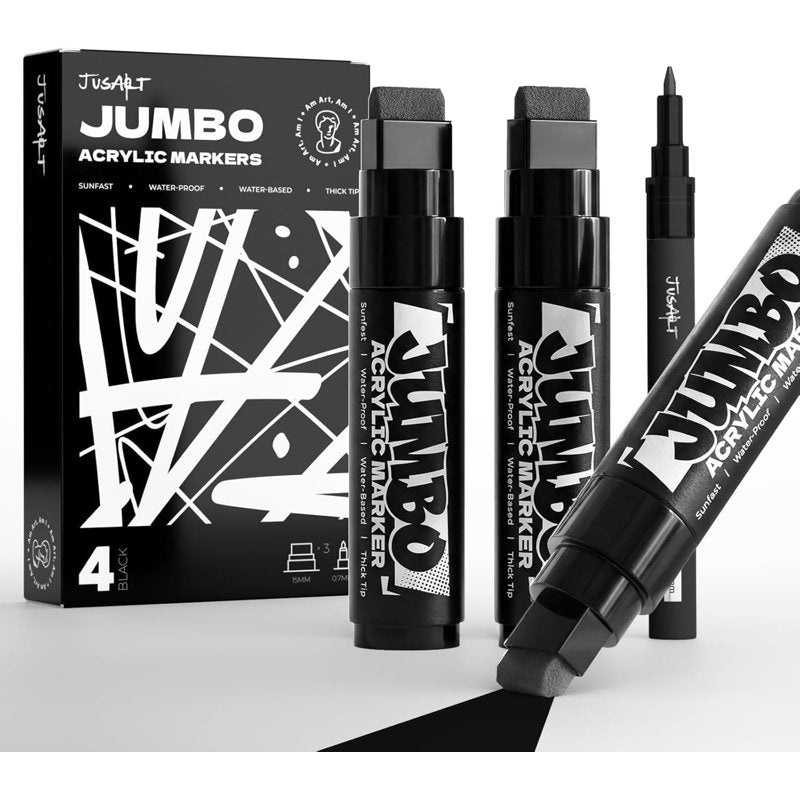 JusArt 4-Piece Jumbo Paint Marker Set - Multi-Surface Acrylic Markers for Art & Craft