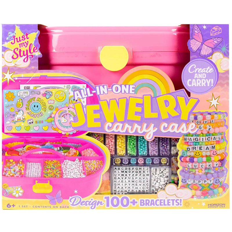 Jewelry Carry Case Craft Kit with Beads & Bracelets Storage