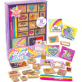 Kids Wooden Stamp Art & Craft Kit with 28 Pieces for Creativity and DIY Projects