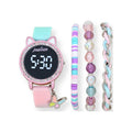Kids LED Watch and Bracelet Set - Unisex Silicone Timepiece with Charms, Multiple Styles