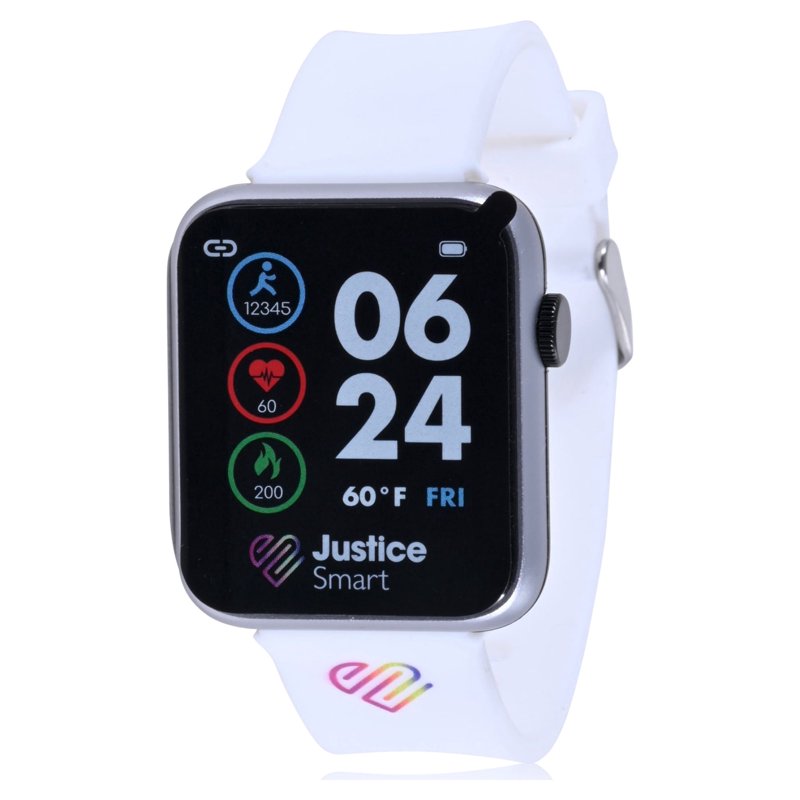 Unisex Kids Smart Watch with Silicone Perforated Band - White
