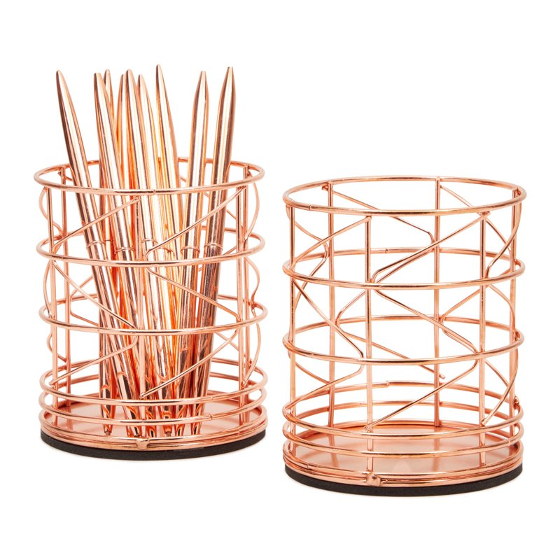 Rose Gold Pen and Makeup Brush Holder - Desk Organizer Cup