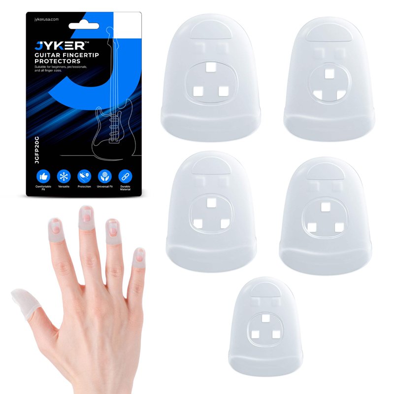 Silicone Guitar Finger Protectors Set - 5 Sizes Finger Tips Guards for String Instruments