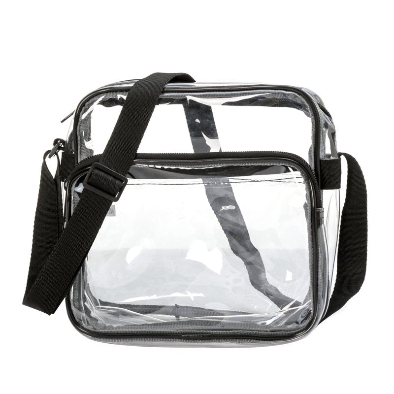 12-Inch Clear PVC Messenger Bag with Adjustable Strap - Heavy Duty See-Through Tote