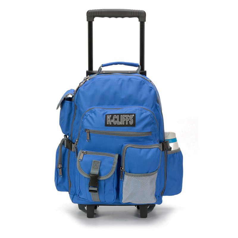 Heavy Duty 17-Inch Unisex Rolling School Backpack with Multiple Compartments