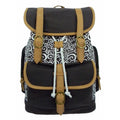 Unisex Canvas Laptop Backpack with Padded Compartment - Brown Trim