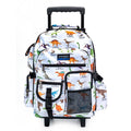 Unisex Rolling Backpack for School Travel and Commuting - Dinosaur Print, 18.5x13x6 Inches