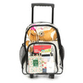 Heavy Duty Clear PVC Rolling Backpack with Wheels - Unisex School Luggage