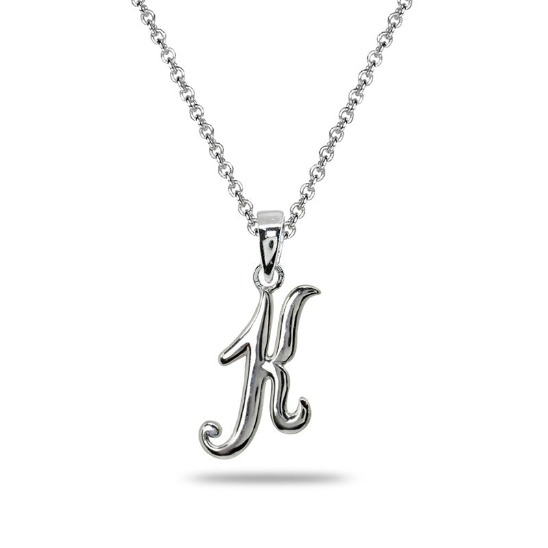 Personalized Sterling Silver Letter Initial Pendant Necklace - Customizable
