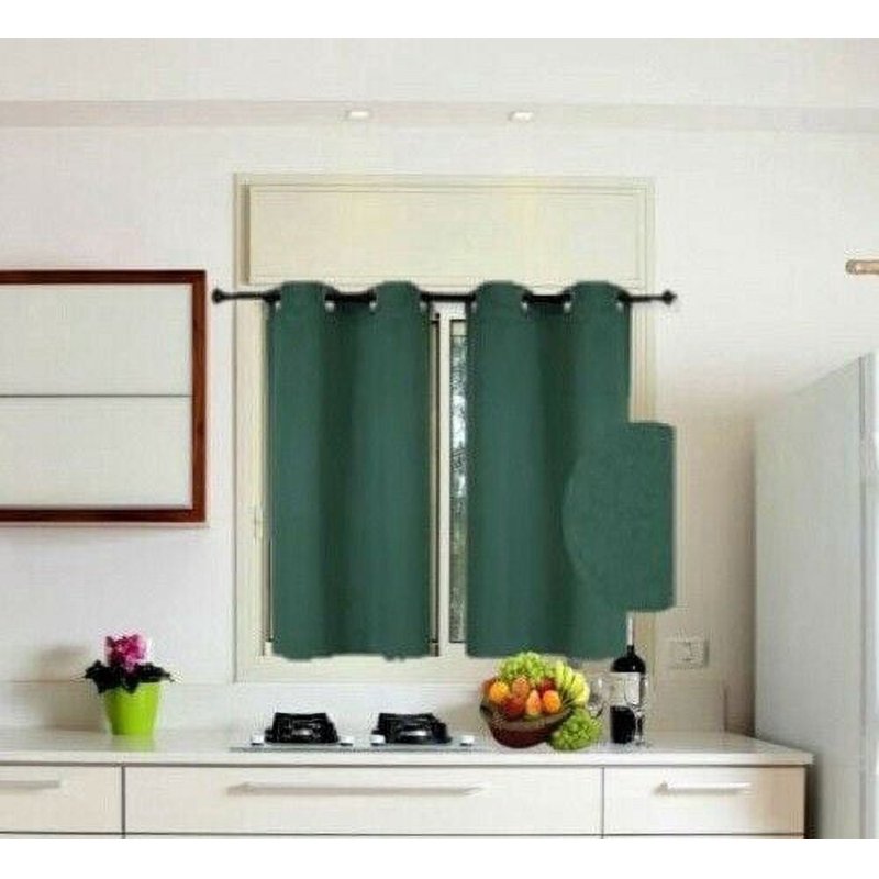 (K54) Charcoal Gray Window Curtain Panel Blackout Grommets - Unlined 28x54 Inches