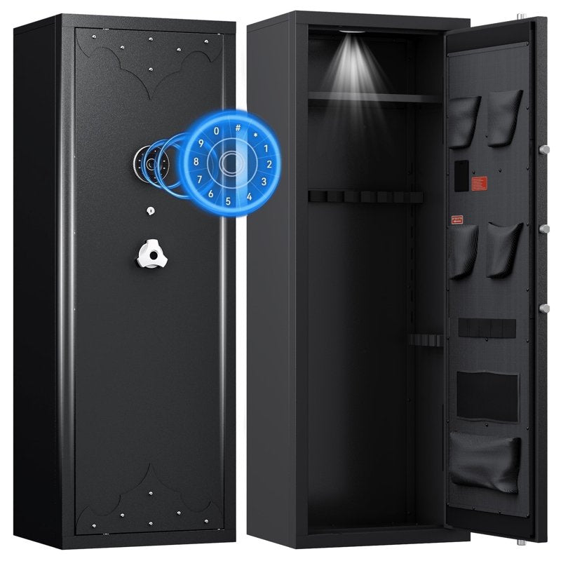 Large Gun Safe with Removable Shelf and Gun Rack - Secure Storage for 10-15 Firearms