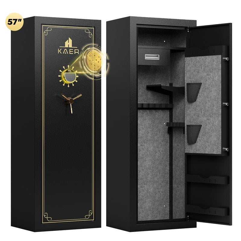Large Biometric Gun Safe with Removable Shelf & Gun Rack - Secure Rifle & Pistol Storage