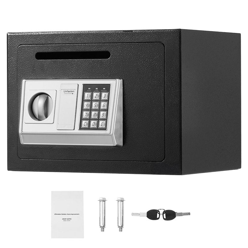Digital Drop Slot Safe Box with Alarm, Durable Carbon Steel Security Deposit Container