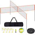 Portable Volleyball Net Set 14x14ft with Steel Poles & Carrying Bag - Backyard & Beach Game Equipment