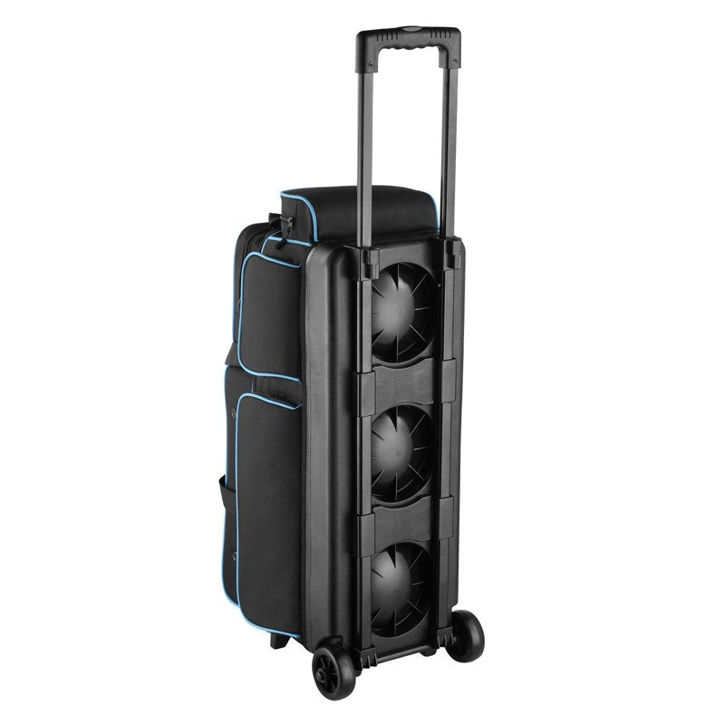 3-Ball Double Roller Bowling Bag with Wheels & Shoe Compartment - Fits US Size 16
