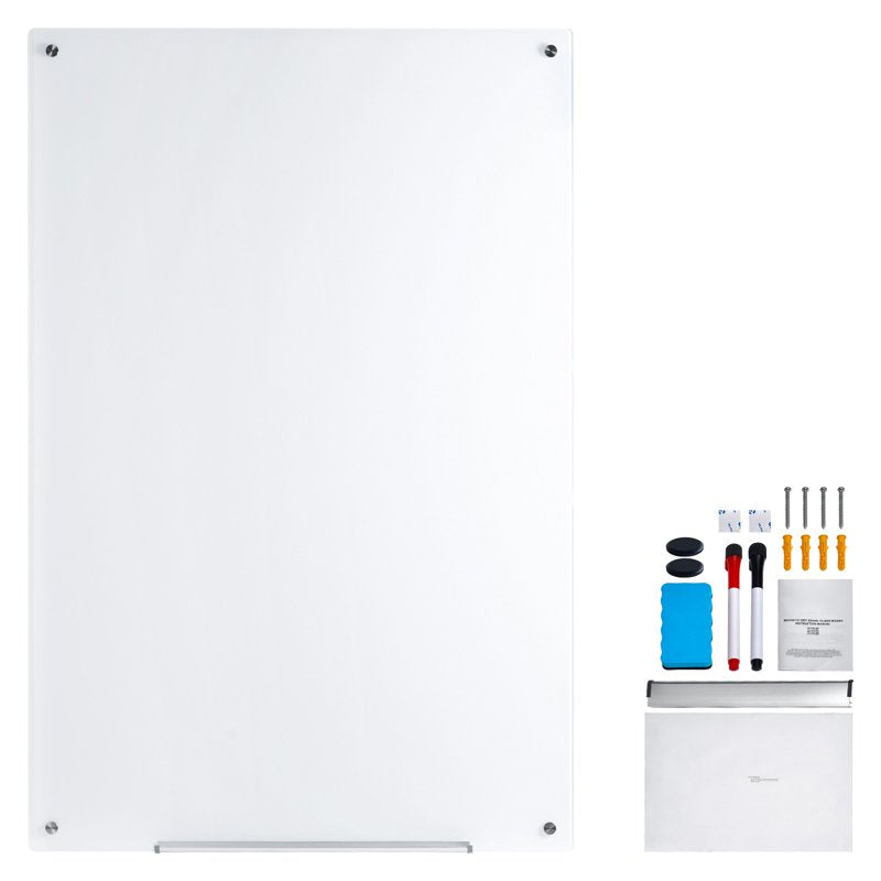Magnetic Glass Dry Erase Board 36x24 Frameless Wall Mount Whiteboard for Office Home School