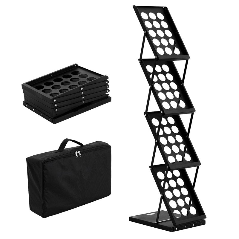Foldable Magazine Display Rack with 4 Pockets - Portable Literature Organizer