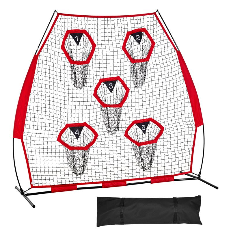 7x7ft Football Practice Net with Targets, Durable Knotless Design, Carry Case
