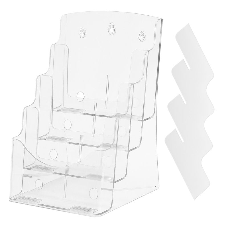 Acrylic Brochure Rack 4-Tier Display Stand for Flyers and Booklets
