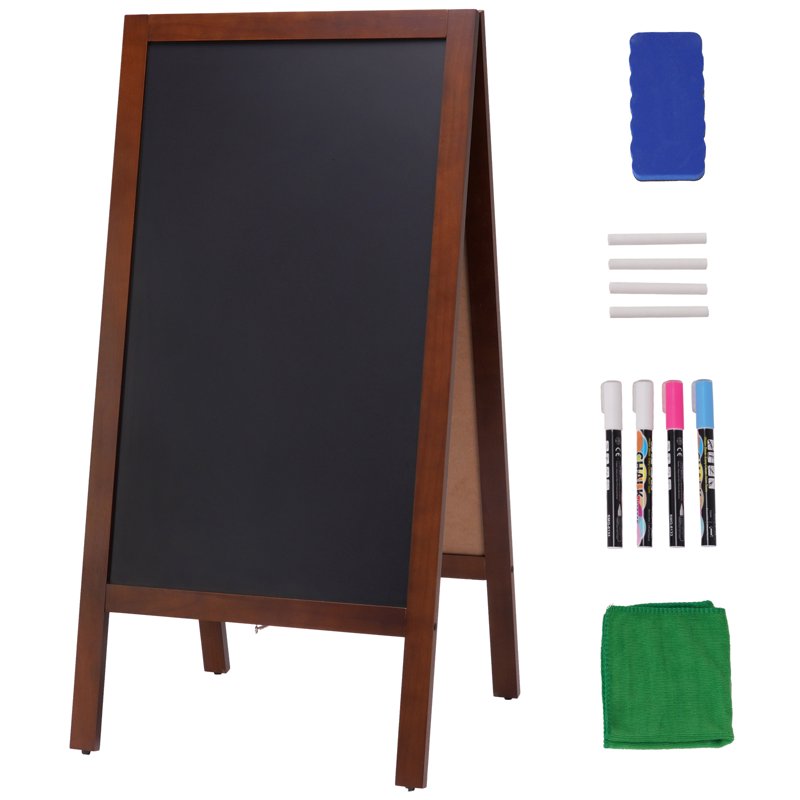 Dual-Faced Chalkboard Sign 20x40 Inches with Chalks & Magnetic Wiper