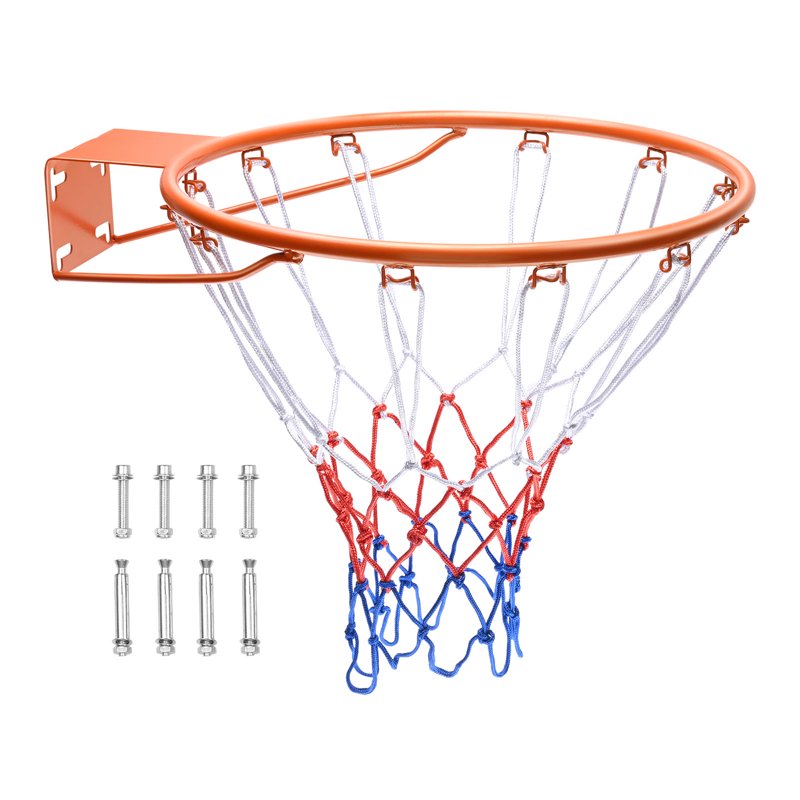 18-Inch Indoor & Outdoor Wall-Mounted Basketball Rim - Heavy Duty Steel Hoop with Net