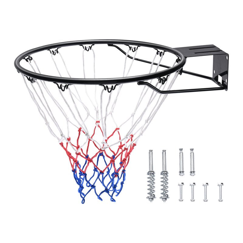 18-Inch Indoor Outdoor Wall or Door Mount Basketball Rim with Net and Twin Spring