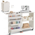 Multi-Functional Folding Sewing Table with Storage and Casters