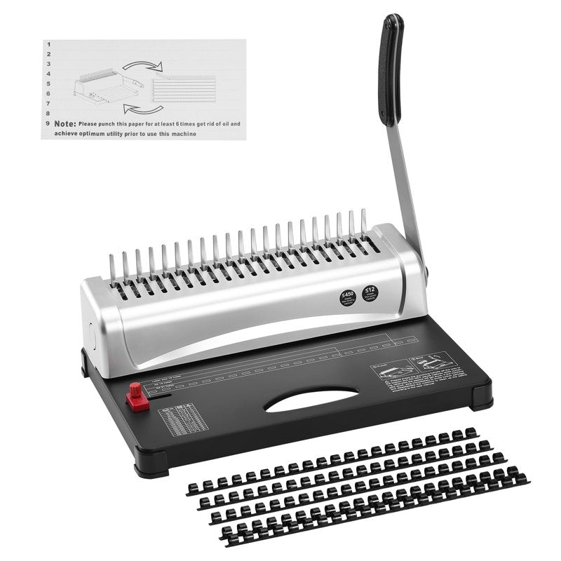 Comb Binder with 21 Holes, 450-Sheet Capacity, Includes 100 Spines - Compatible with Letter, A4, A5