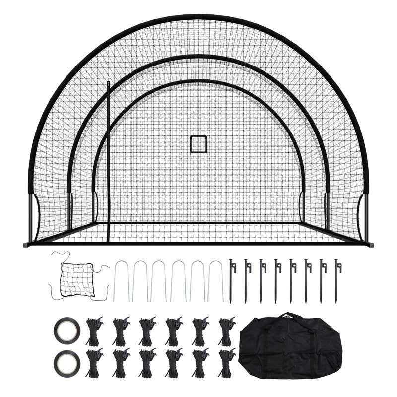 Portable Baseball Batting Cage 19.9x12 ft HDPE Steel Frame Backyard Training