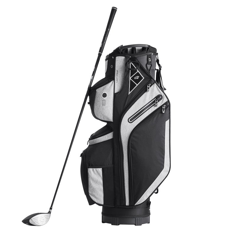 KFFKFF Golf Bag for Carts 14-Way Top Divider, 36" 13 Pockets, Dust Cover, Removable Straps, Black/Gray