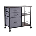 Metal File Cabinet with 3 Fabric Drawers & Open Shelves - Mobile Office Storage