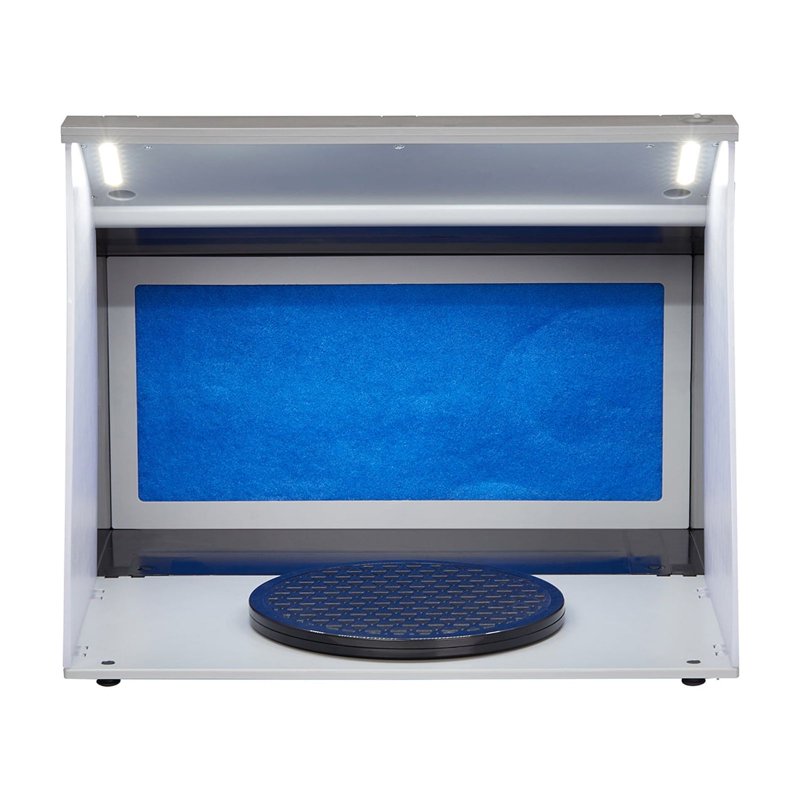 Portable Airbrush Spray Booth Kit with LED Lighting, Dual Exhaust Fans, Turntable & Extension Hose for Model Painting and Arts Crafts