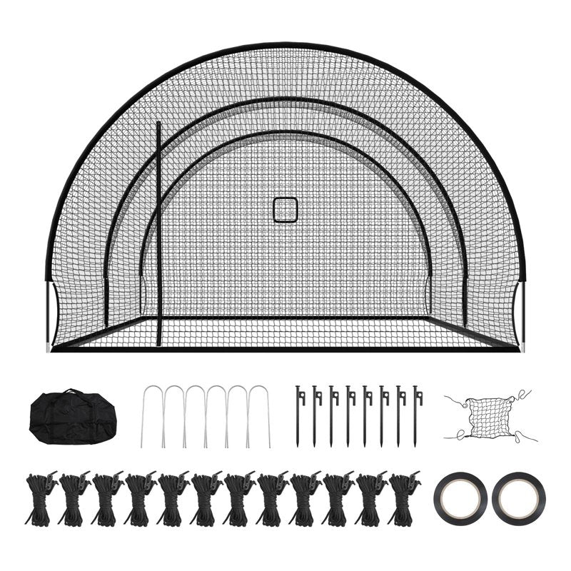 Portable Baseball Batting Cage 22.2x12.1x7.9 ft Polyester Fiberglass Training Aid