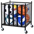 Sports Ball Storage Cart with Steel Frame, 4 Swivel Wheels & Elastic Door