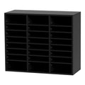 Wooden Document Storage Box with 24 Adjustable Compartments - Black