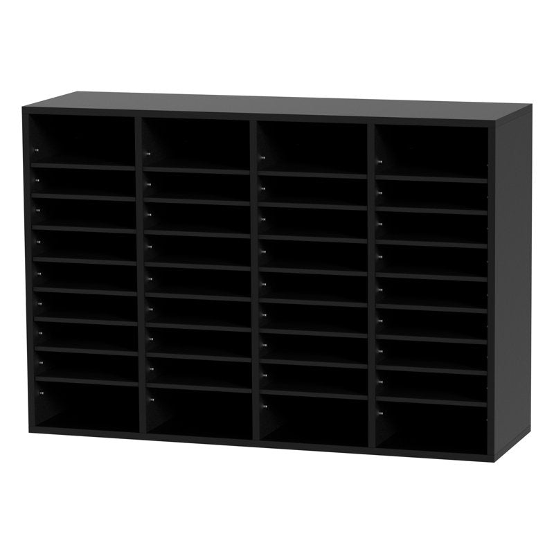 Wooden Document Storage Box with 36 Adjustable Compartments - Black