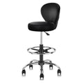 Drafting Chair Rolling Swivel Stool with Back Support & Foot Rest - Adjustable Hydraulic Office & Salon Stool