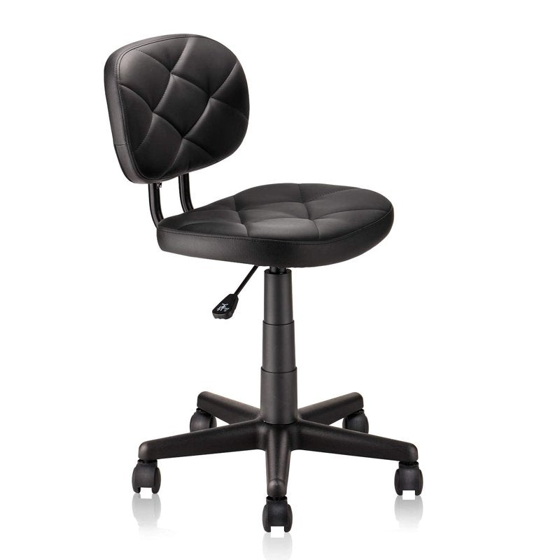 Adjustable Swivel Rolling Stool with PU Leather Seat and Foot Rest - Modern Drafting Chair