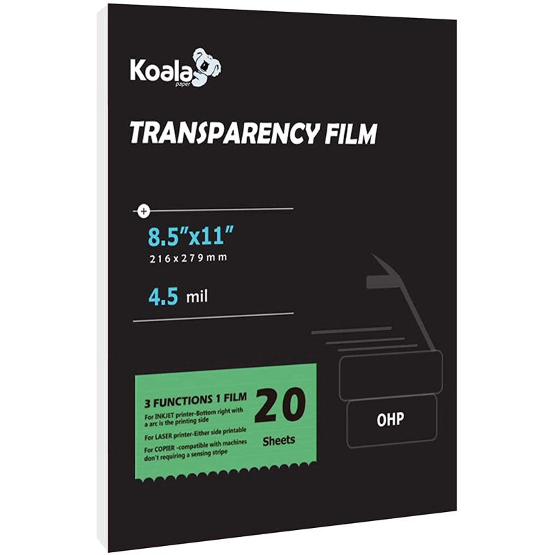 Clear Transparency Film for Inkjet Laser Printer Copier 8.5 x 11 Inch - Multiple Sheets