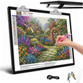 A3 Light Box for Tracing & Diamond Painting with Rechargeable Battery, 3 Colors, 6-Level & Stepless Dimming, Built-in Stand