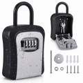 Weatherproof Key Lock Box with Resettable 4-Digit Code for Outdoor Security - Holds 5 Keys