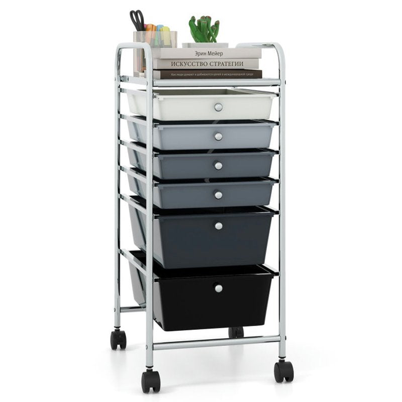 Rolling File Storage Cart with 6 Drawers - Multi-Color Organizer for Office & Home