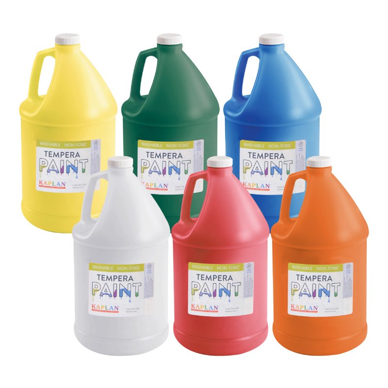 6-Gallon Set of Washable Tempera Paint for Kids & Classroom Art Projects