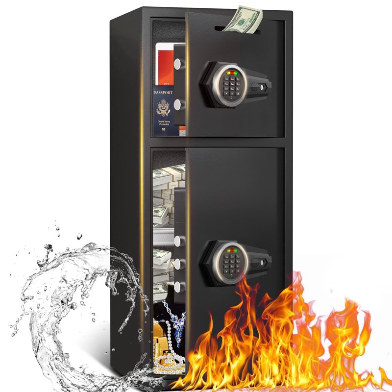 Large Digital Safe 6.5 Cu Ft Fireproof Waterproof Anti-Theft Home Security Safe with Dual Alarm