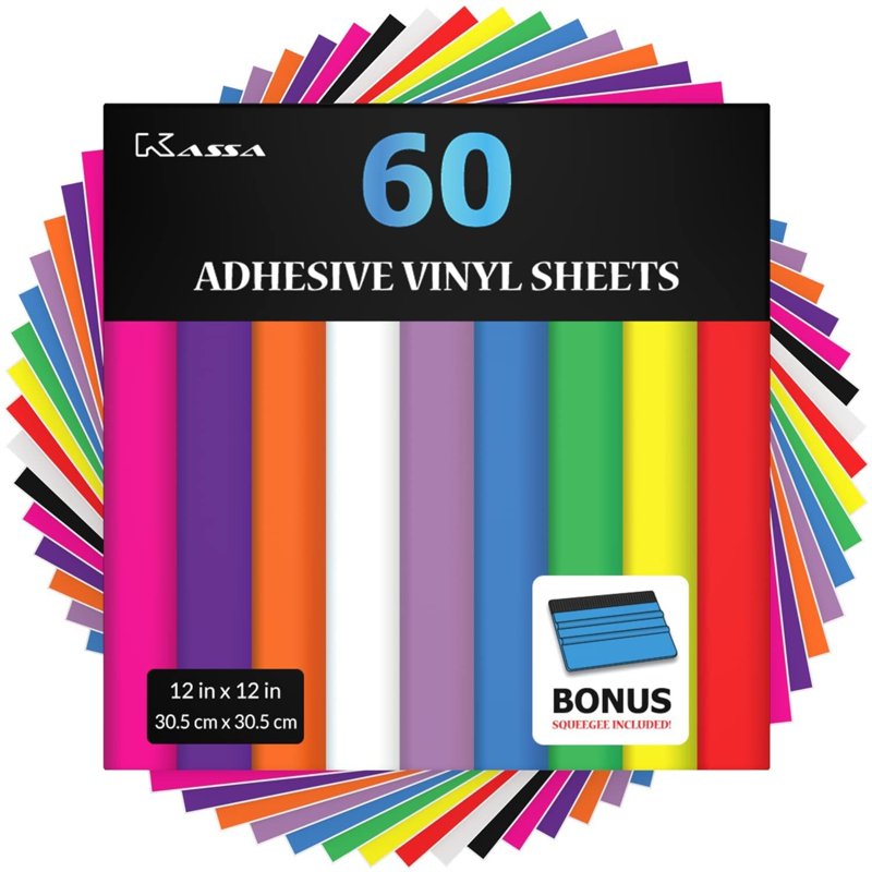 60-Piece Permanent Vinyl Sheets Set - 10 Vibrant Colors for Cricut & Silhouette Machines