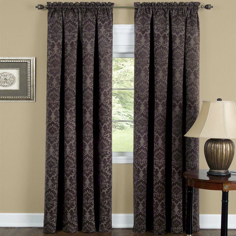 Damask Chocolate Brown Thermal Blackout Curtains - 52 x 84 Inches, 2 Panels