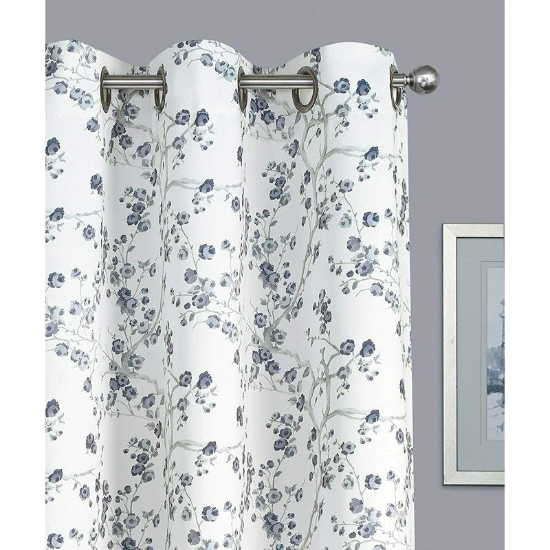 Floral Grommet Room Darkening Curtains - 52 x 84 Inches, 2 Panels