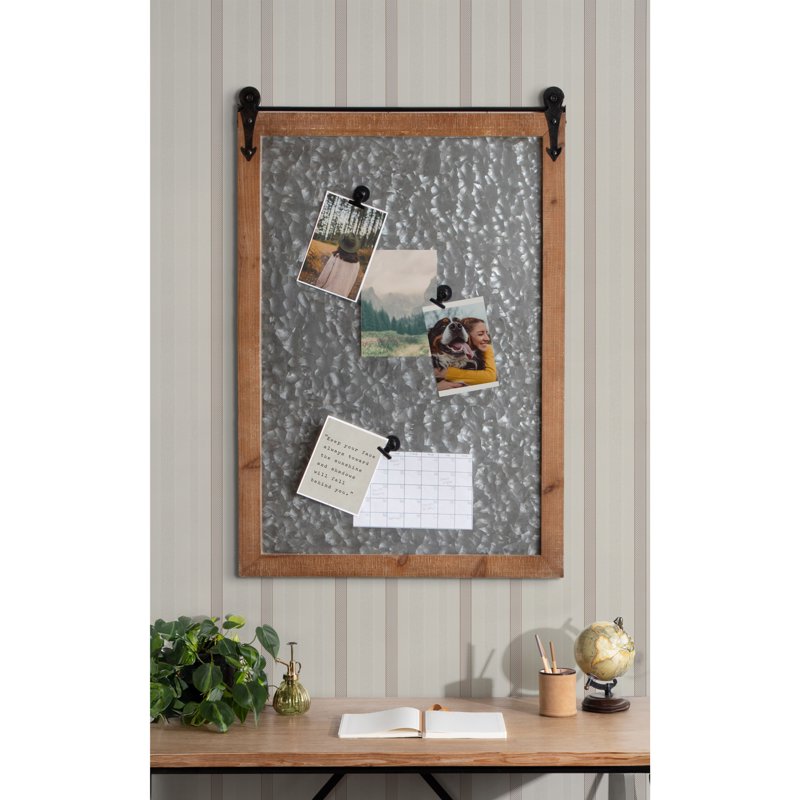 Magnetic Memo Board 22x32 Rustic Barn Door Style Galvanized Metal Organizer