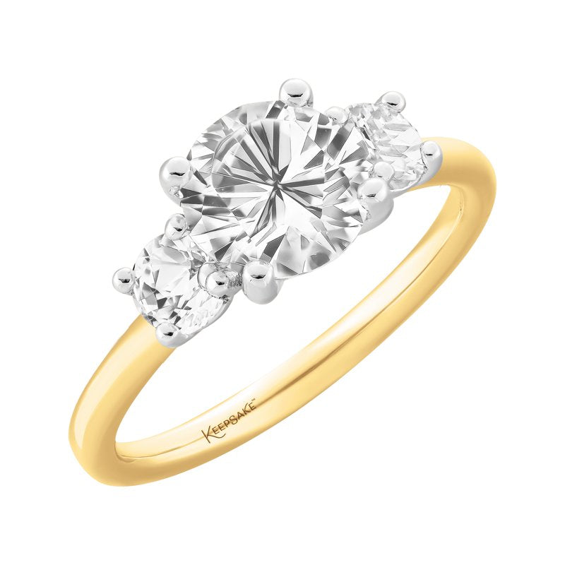 14K Yellow Gold Plated Sterling Silver White Sapphire Three Stone Engagement Ring